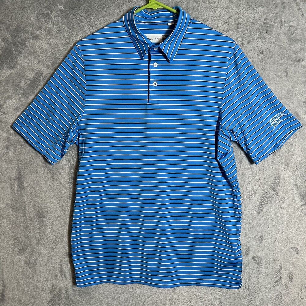 Kjus Shirt Men's M‎ Blue Striped Soren Golf Polo UPF Performance Stretch Comfort